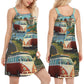 Hippie Van Beach Life – Women's Summer Sleeveless V-Neck Camisole Dress