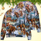 Christmas Santa Riding Horse Snow Mountain – Sweater - Ugly Christmas Sweater