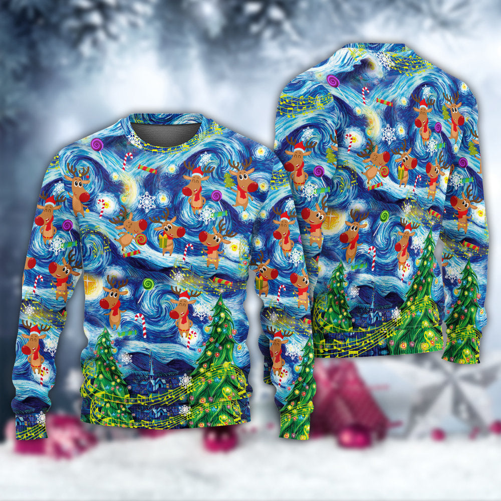 Christmas Dancing Reindeer Happy – Sweater - Ugly Christmas Sweater