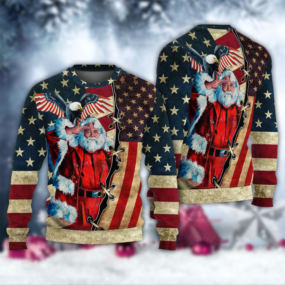 Christmas Patriotic Santa Claus – Sweater - Ugly Christmas Sweater