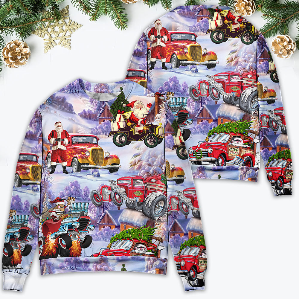 Santa Hot Rod Christmas Tree Style – Sweater - Ugly Christmas Sweater