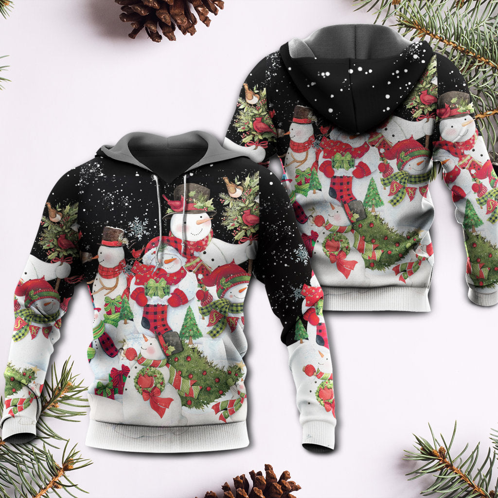 Christmas Cute Snowman Happy Xmas Cardinal - Hoodie