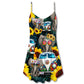 Hippie Elephant Camping Vibes – Women's Summer Sleeveless V-Neck Camisole Dress