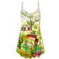 Christmas Life Is Better With Cactus – Women's Summer Sleeveless V-Neck Camisole Dress