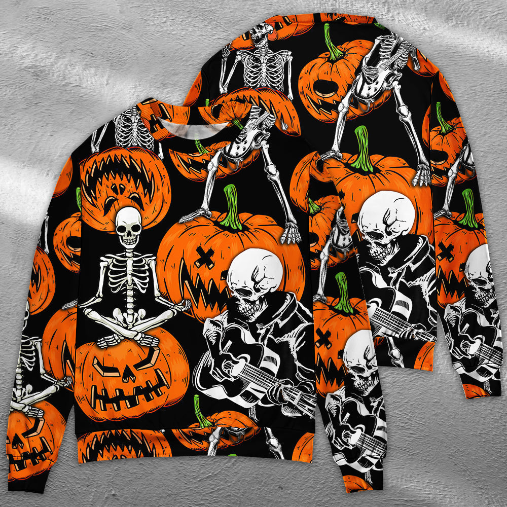 Halloween Skeleton Pumpkin Art – Sweater - Ugly Christmas Sweater