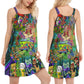 Hippie Alien Bus Funny Style – Women's Summer Sleeveless V-Neck Camisole Dress