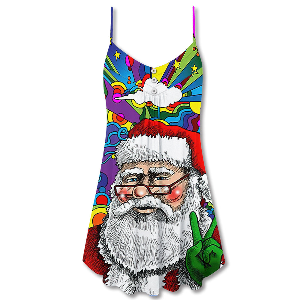 Christmas Hippie Santa Style – Women's Summer Sleeveless V-Neck Camisole Dress