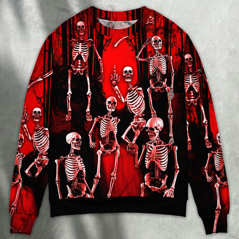 Skull Action Figure Art Style – Sweater - Ugly Christmas Sweater