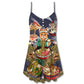 Cat Eating Ramen Cute – Women's Summer Sleeveless V-Neck Camisole Dress