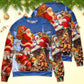 Christmas Santa Up On Rooftop Art Style – Sweater - Ugly Christmas Sweater