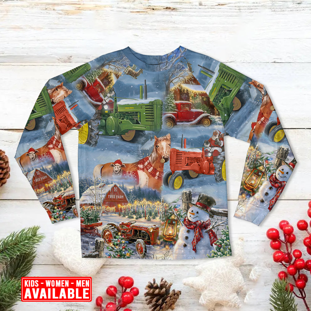 Christmas To Farm Happiness - Pajamas Long Sleeve - Owls Matrix LTD