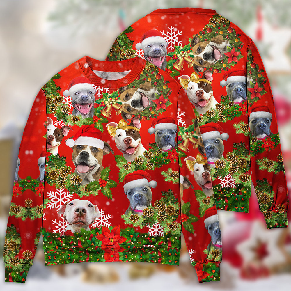 Pitbull Christmas Dogs Are Family – Sweater - Ugly Christmas Sweater