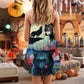 Halloween Black Wolf Starry Night Dark – Women's Summer Sleeveless V-Neck Camisole Dress