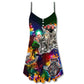 Christmas Tree Hot Rod Style – Women's Summer Sleeveless V-Neck Camisole Dress