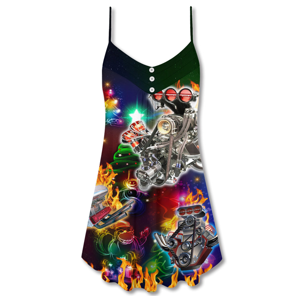 Christmas Tree Hot Rod Style – Women's Summer Sleeveless V-Neck Camisole Dress