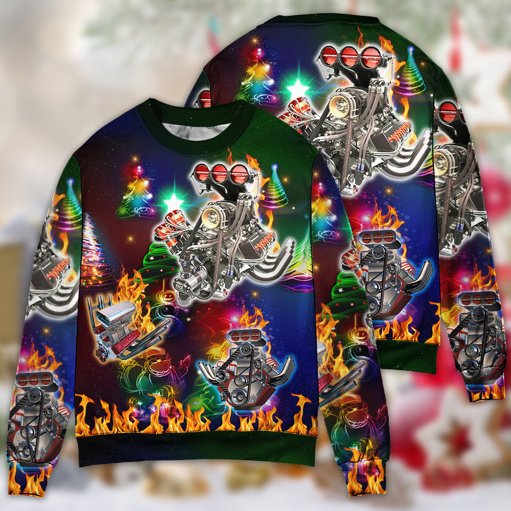Hot Rod Christmas Tree Fire Style – Sweater - Ugly Christmas Sweater