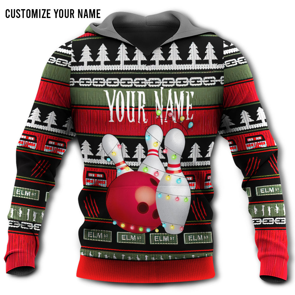 Christmas Bowling Custom Art – 3D Hoodie