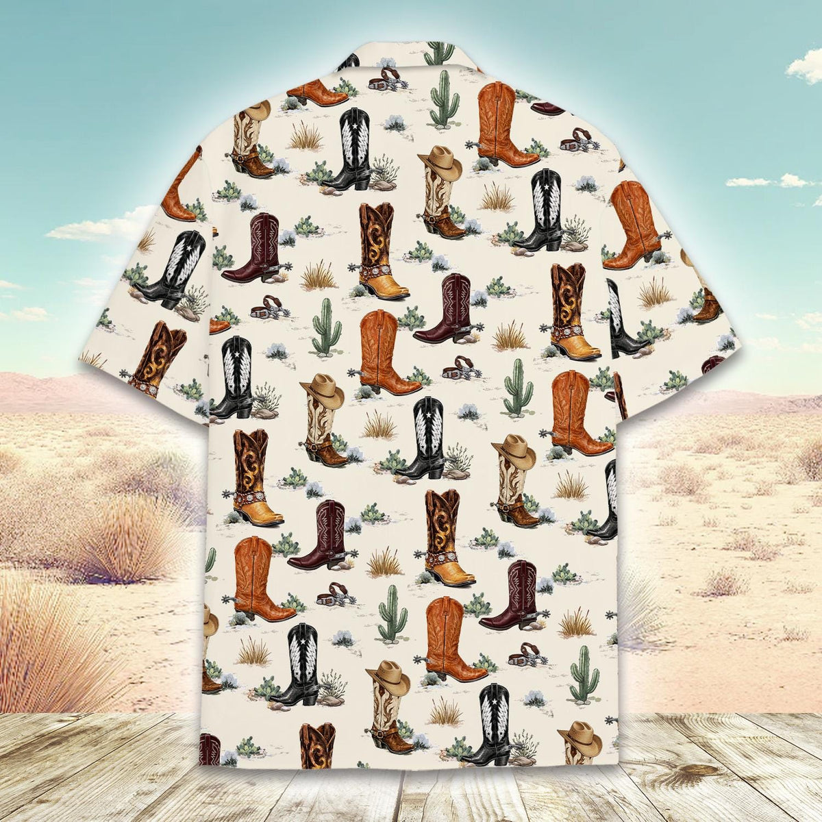 Western Cowboy Boots Vintage Rodeo Desert Cactus – Hawaiian Shirt