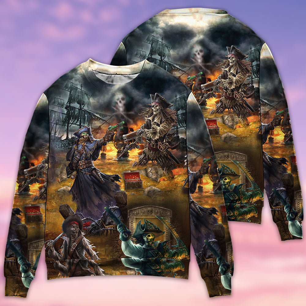 Skull Treasure Hunting Journey Art – Sweater - Ugly Christmas Sweater