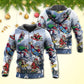Santa Skateboard Snow Mountain - 3D Hoodie