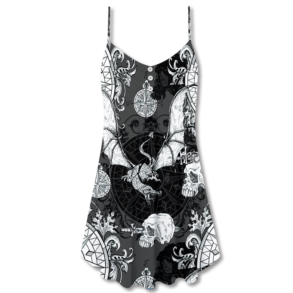 Gothic Dragon Fire Compass – Women's Summer Sleeveless V-Neck Camisole Dress