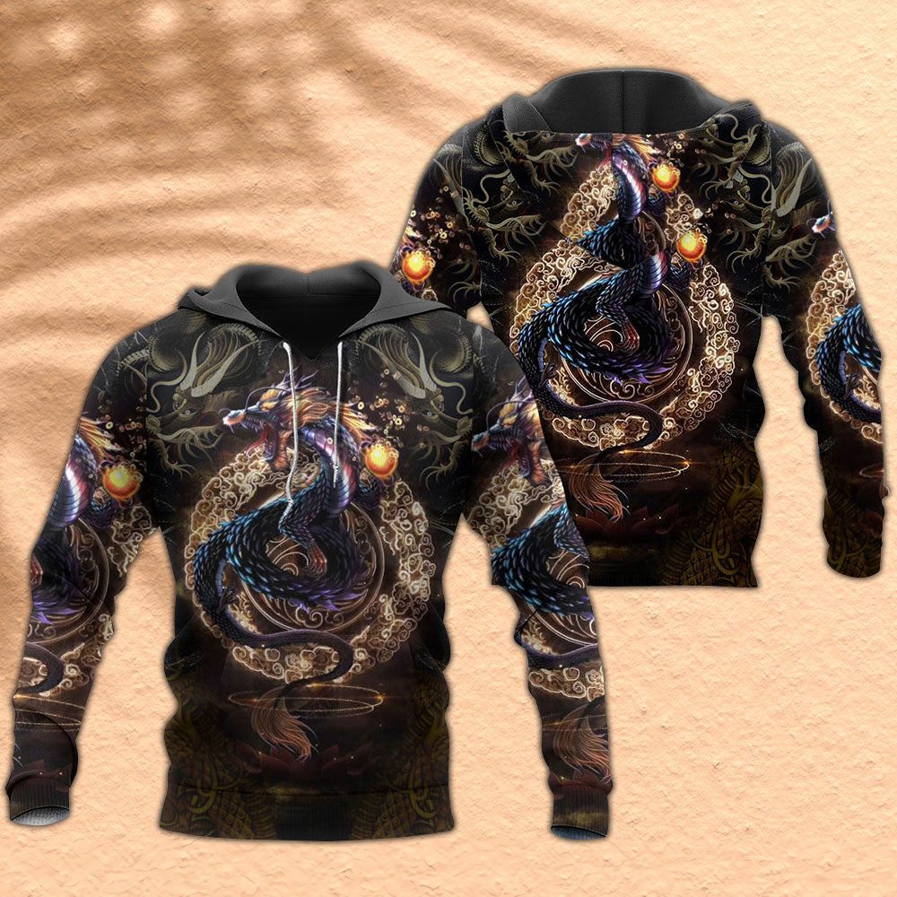 Golden Japanese Dragon - 3D Hoodie
