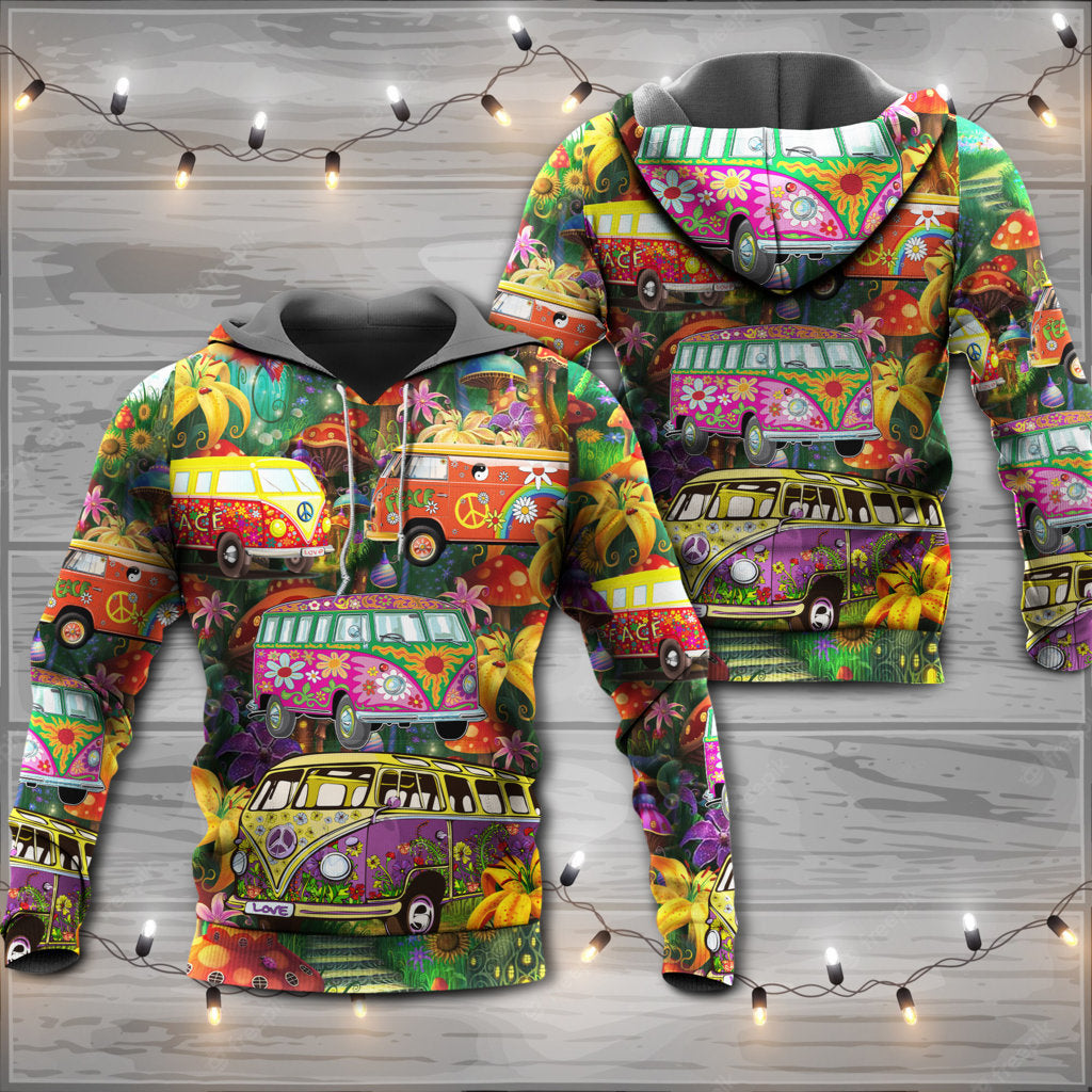 Hippie Peace Bus Colorful Life Style - Hoodie