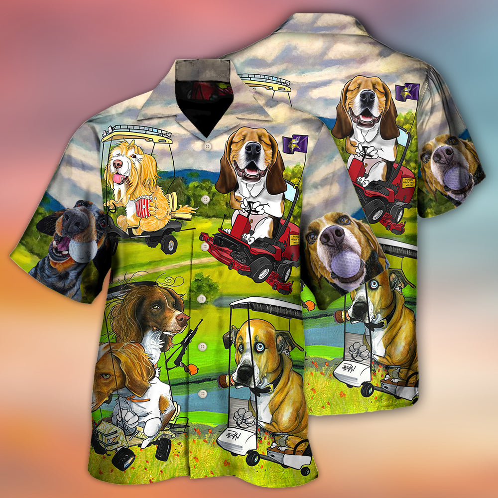 Golf Dog Driving Golf Cart Art – Hawaiian Shirt