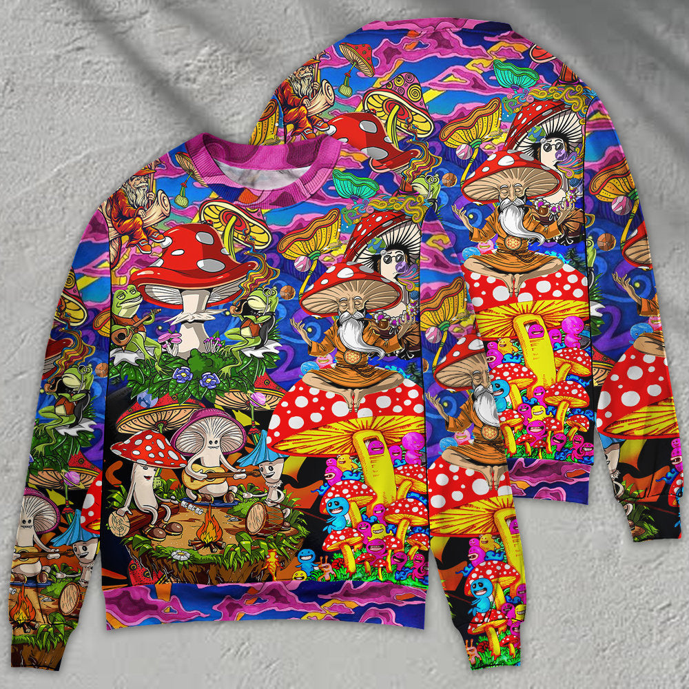 Hippie Mushroom Happy Together Art – Sweater - Ugly Christmas Sweater