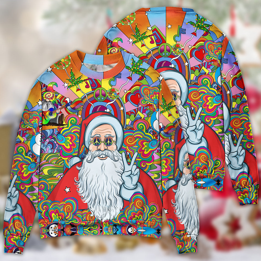 Hippie Santa Colorful Art Style – Sweater - Ugly Christmas Sweater