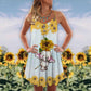 Elephant Sunflower Summer – Women's Summer Sleeveless V-Neck Camisole Dress