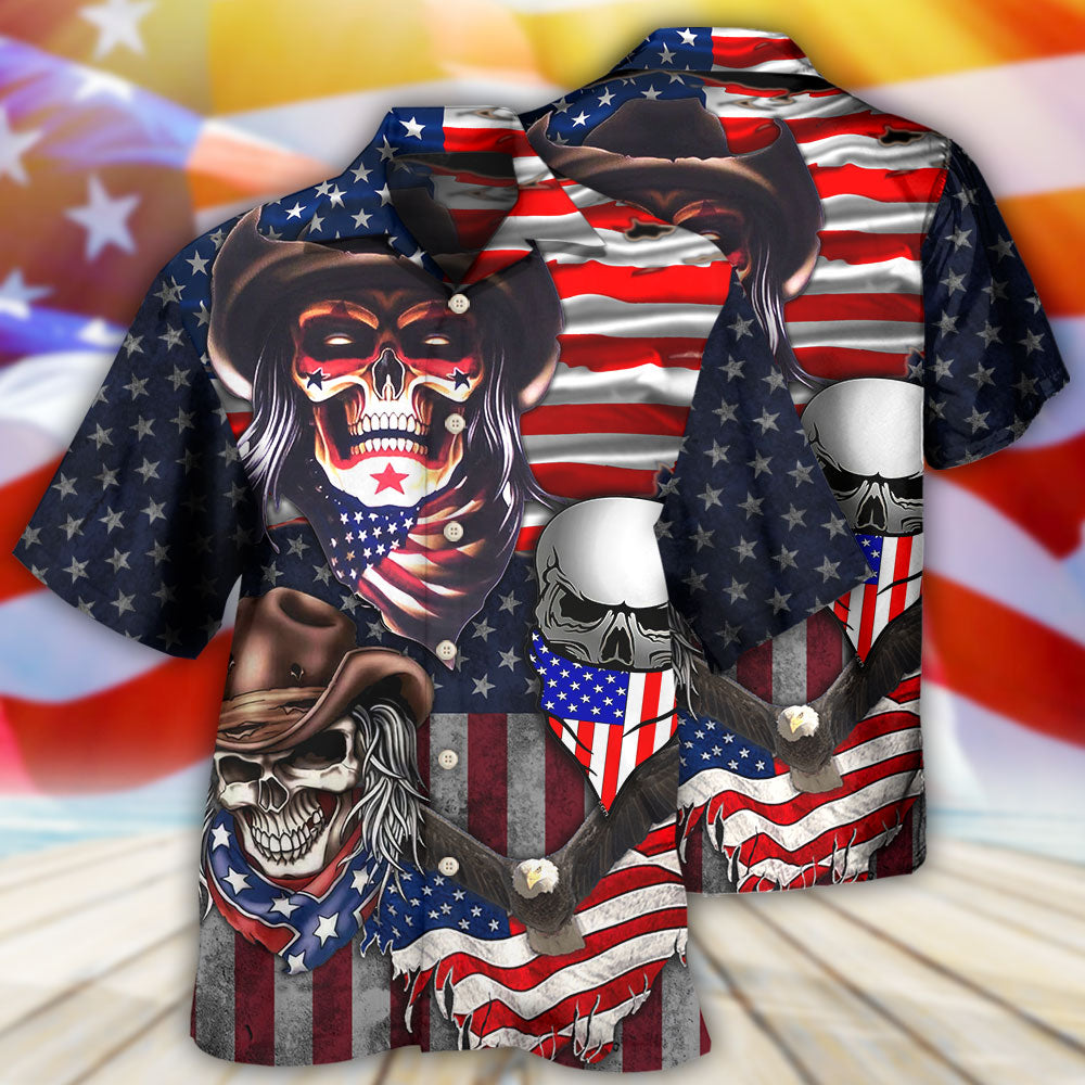 Patriotic Cowboy Skull Independence - Hawaiian Shirt