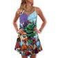 Christmas Skull Scary Holiday – Women's Summer Sleeveless V-Neck Camisole Dress