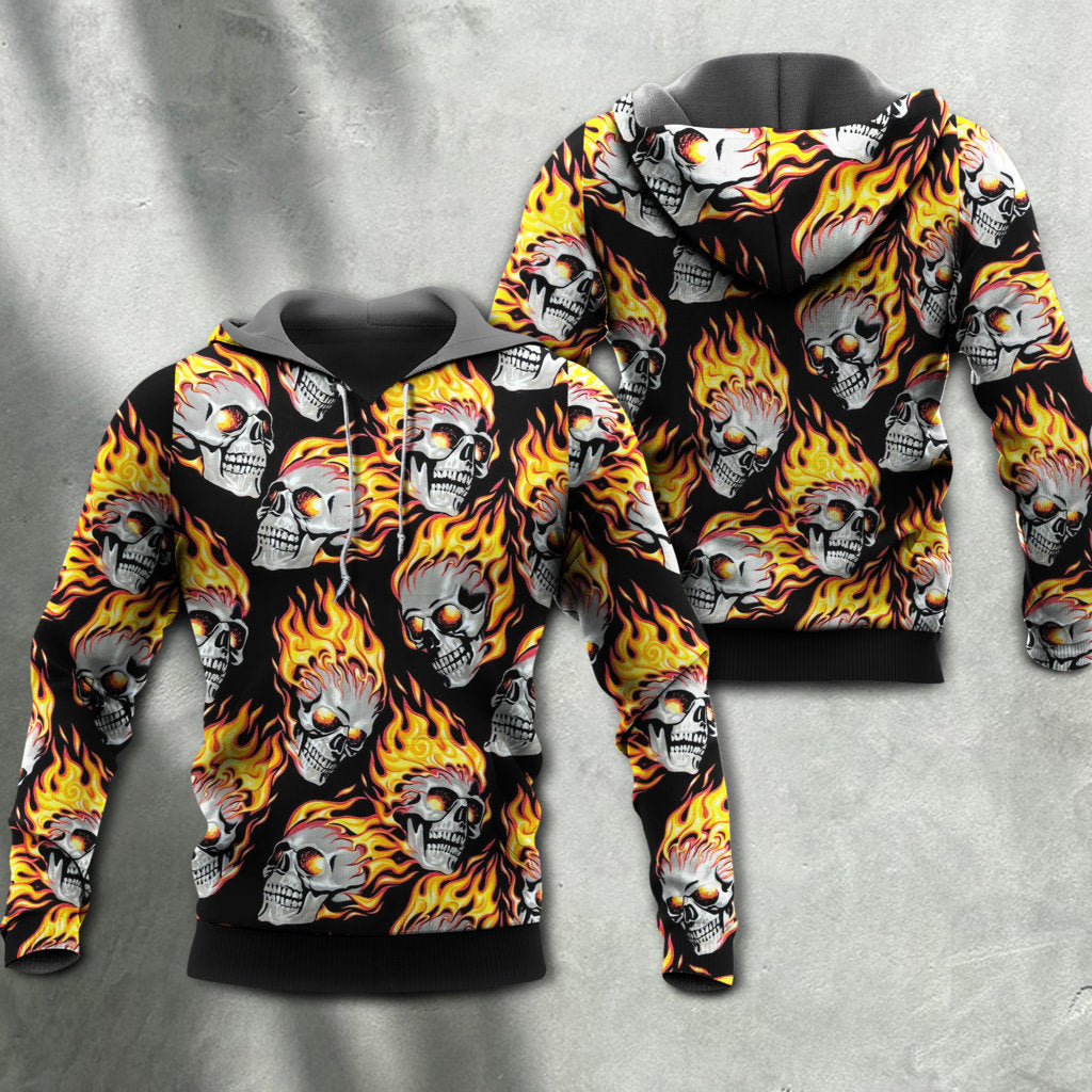 Skull Cool Fire Energy Style - Hoodie