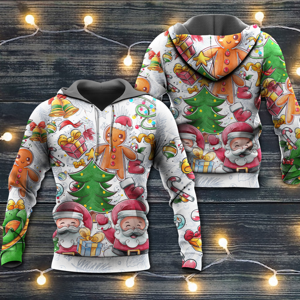 Christmas Santa Cute Snowman Gingerbread - Hoodie