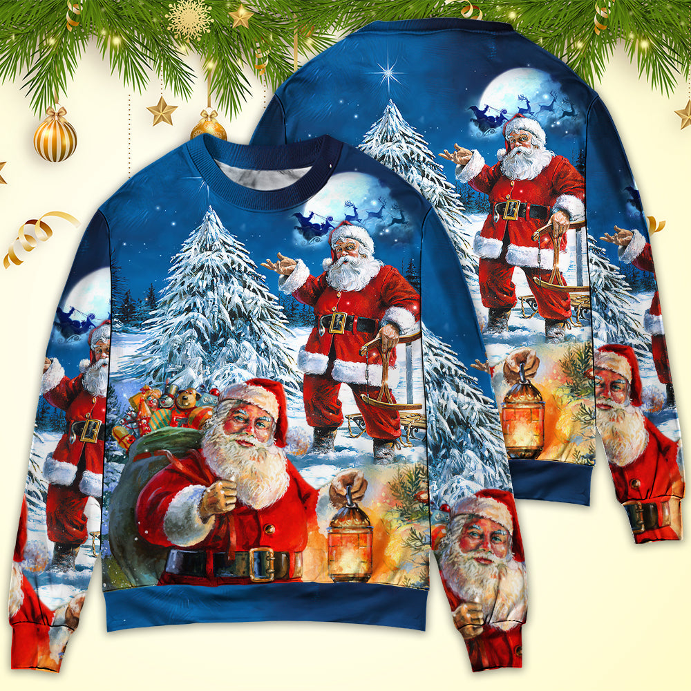 Christmas Santa Story Night Is Coming Art – Sweater - Ugly Christmas Sweater