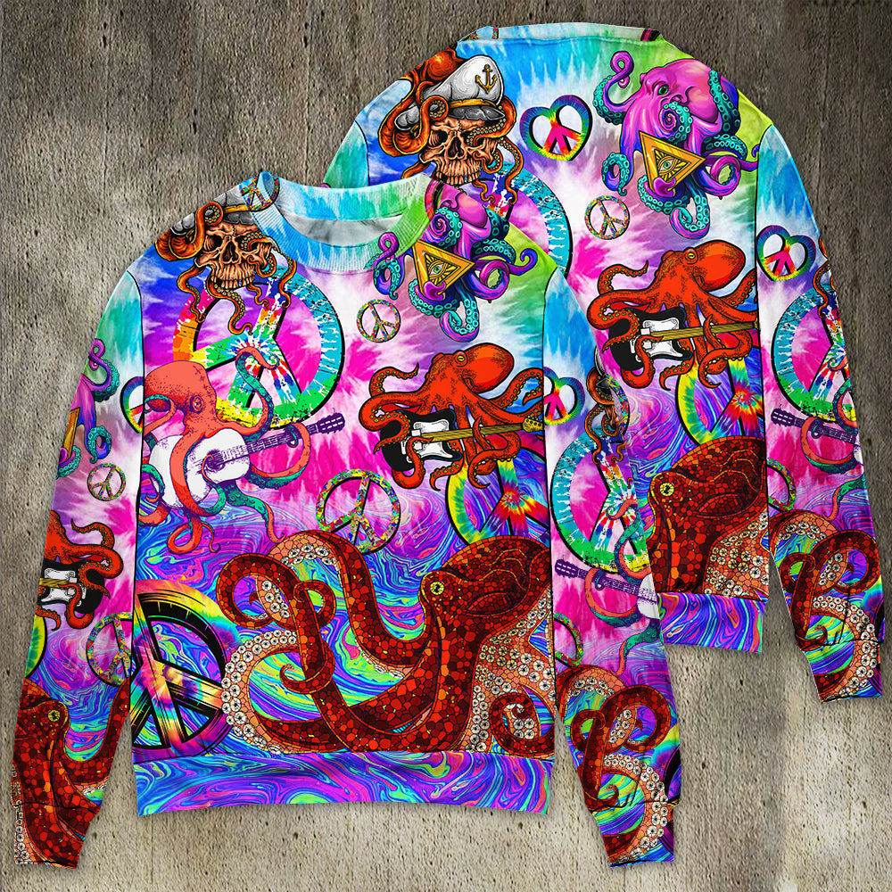 Hippie Happy Octopus Colorful Tie Dye – Sweater - Ugly Christmas Sweater
