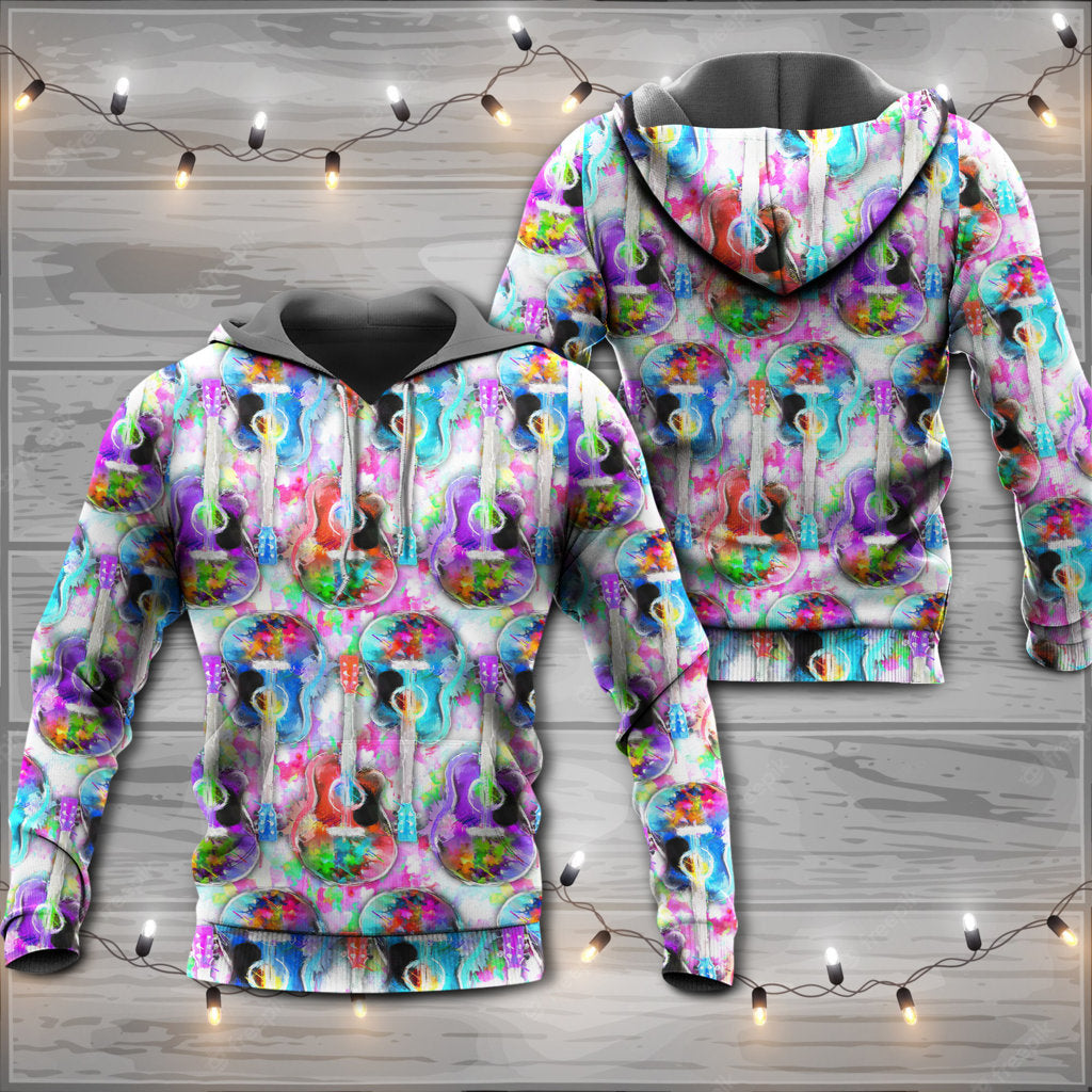 Guitar Color Mix Artistic Style - Hoodie