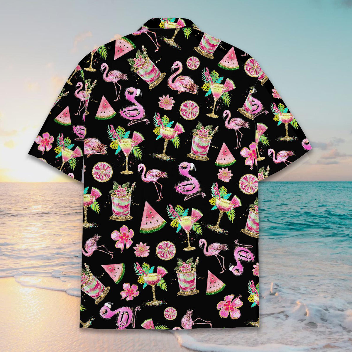 Pink Flamingo Tropical Fruit Cocktail Floral – Hawaiian Shirt