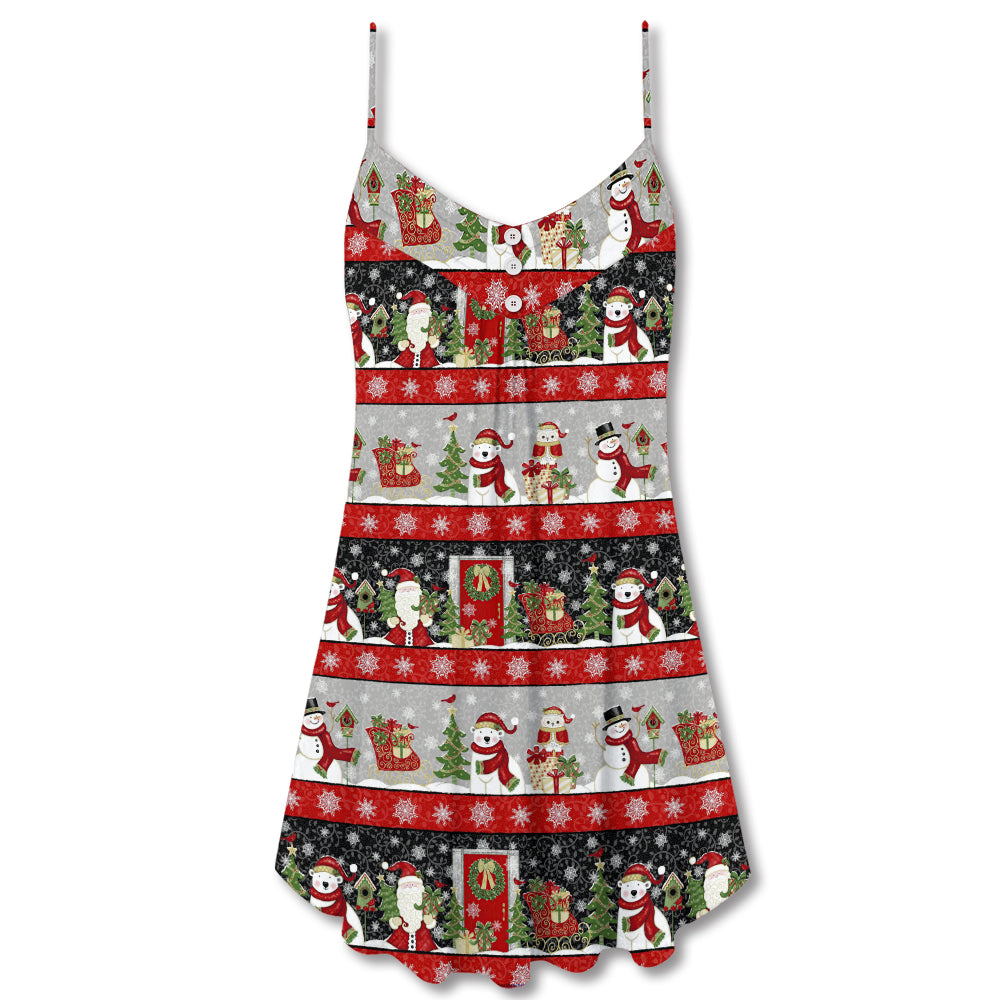 Santa And Snowman Joy – Women's Summer Sleeveless V-Neck Camisole Dress