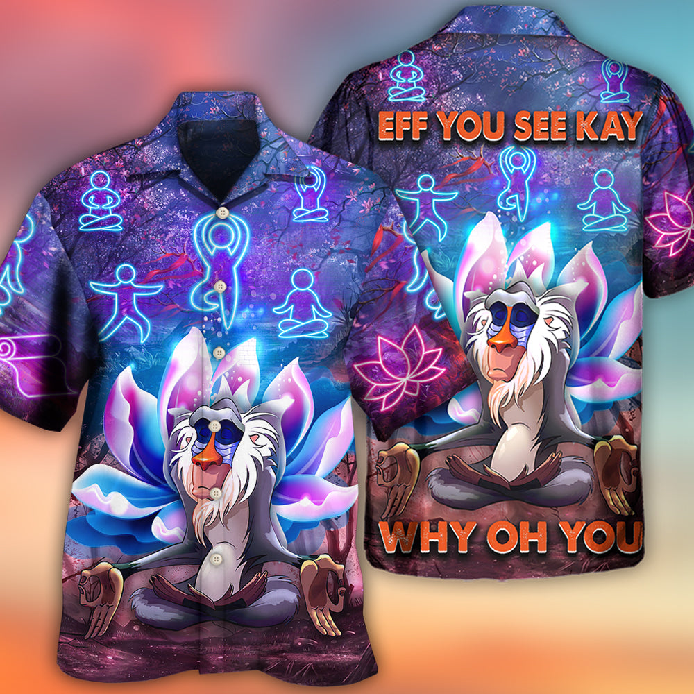 Neon Mandrill Monkey Yoga Lotus - Hawaiian Shirt