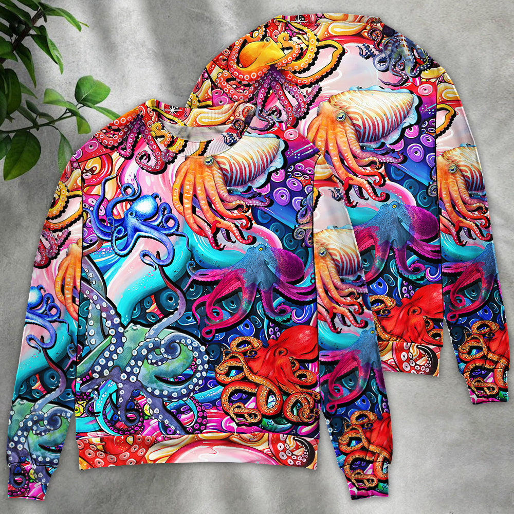 Colorful Octopus Lover Art Style – Sweater - Ugly Christmas Sweater