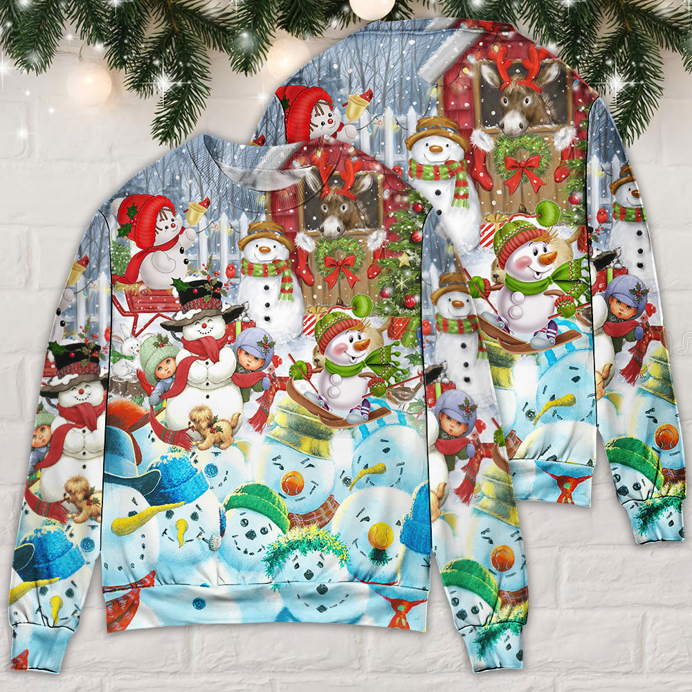 Snowman Happy Farm Holiday Christmas – Sweater - Ugly Christmas Sweater