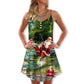 Christmas Merry Fishmas Reel Theme – Women's Summer Sleeveless V-Neck Camisole Dress