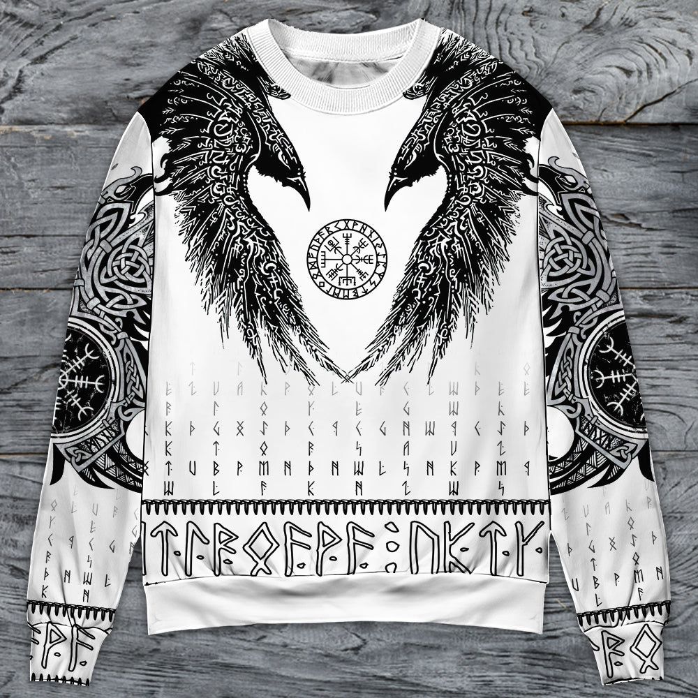 Viking Black Runic Raven Nordic Style – Sweater - Ugly Christmas Sweater