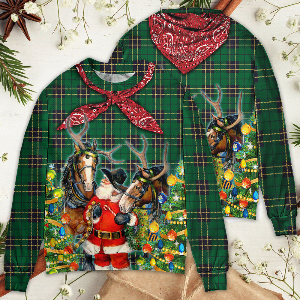 Christmas Santa Cowboy Green Style – Sweater - Ugly Christmas Sweater