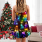 Christmas Family Love Tree Neon – Women's Summer Sleeveless V-Neck Camisole Dress