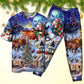 Christmas Rudolph Santa Claus Reindeer Gift Light Art Style - Pajamas Short Sleeve - Owls Matrix LTD