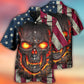 Burning Skull Angry Patriotic Vintage - Hawaiian Shirt