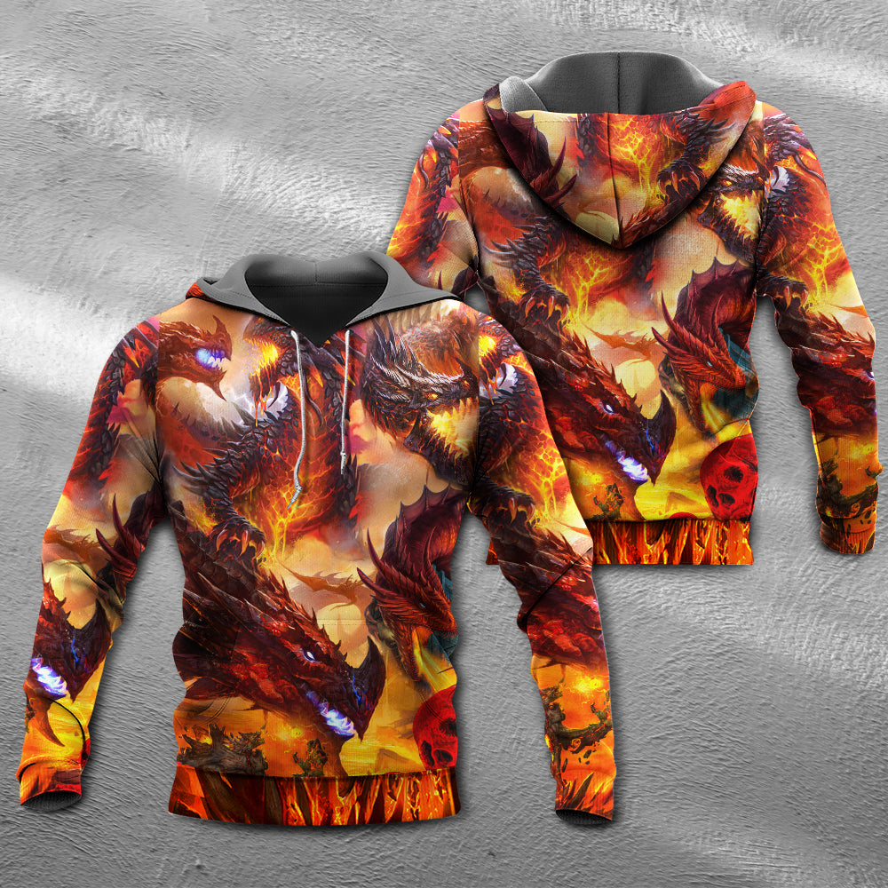Red Dragon Skull Fire - 3D Hoodie